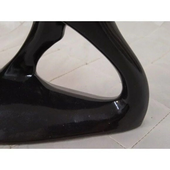 Elegant Glazed Porcelain Grazing Deer Fawn Sculpture with Asian Hallmark - Picture 6 of 9